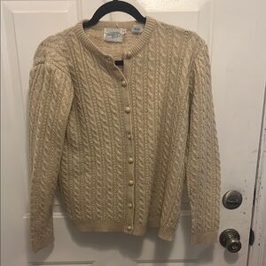 Cream Cable Knit Cardigan Sweater